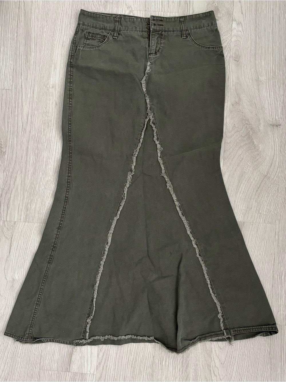 Women's Green and Khaki Skirt
